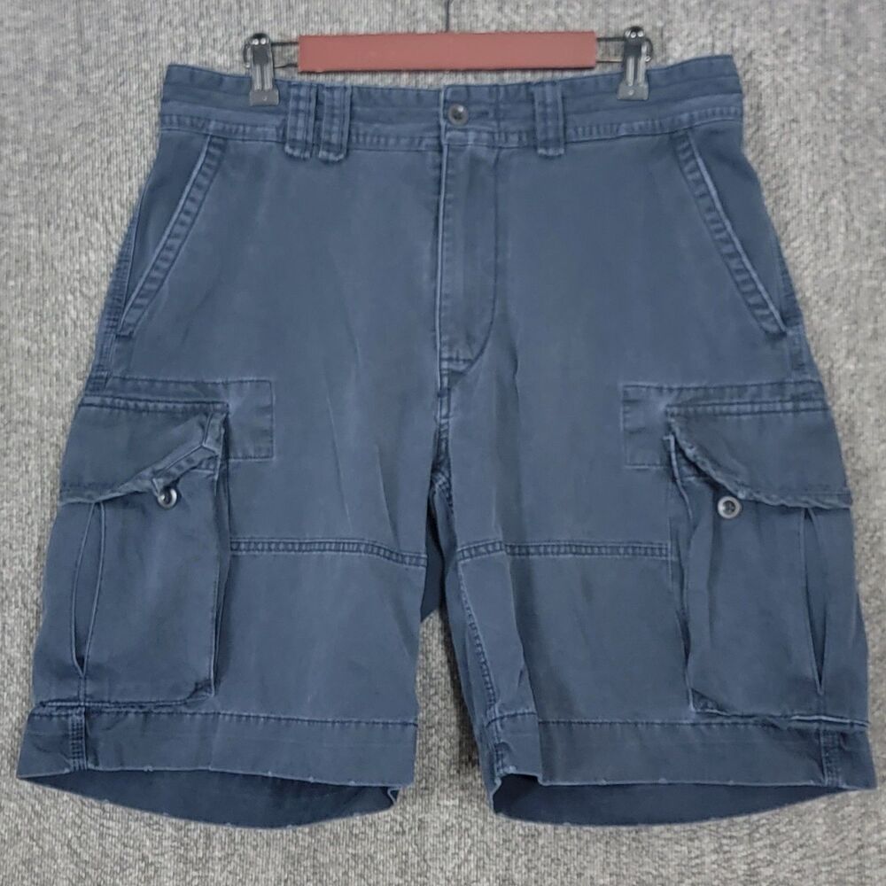 Vintage Polo By Ralph Lauren Cargo Shorts Mens 34 Blue 100% Cotton Y2K Grunge